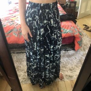 Navy Tie Dye Maxi Skirt